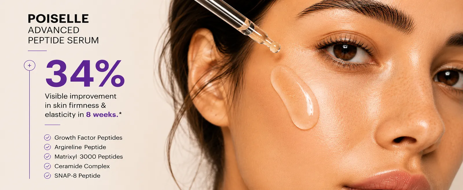 POISELLE Advanced Peptide Serum, visible improvement in firmness and elasticity